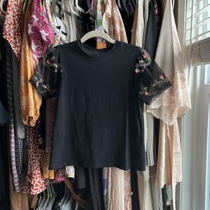 ASOS Black Tee Floral Sleeves